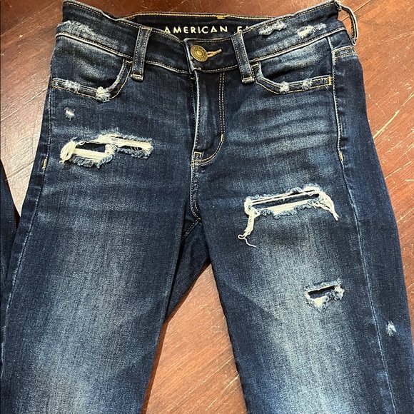 Bundle American Eagle Outfitters Women's Dark Blue Skinny Jeggings - Picture 3 of 12